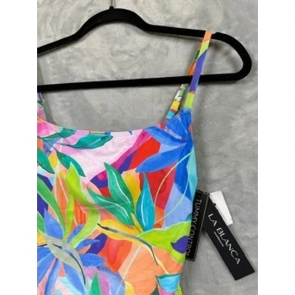 NWT La Blanca Tropi Flage One Piece Swimsuit Tummy Control 8 $120